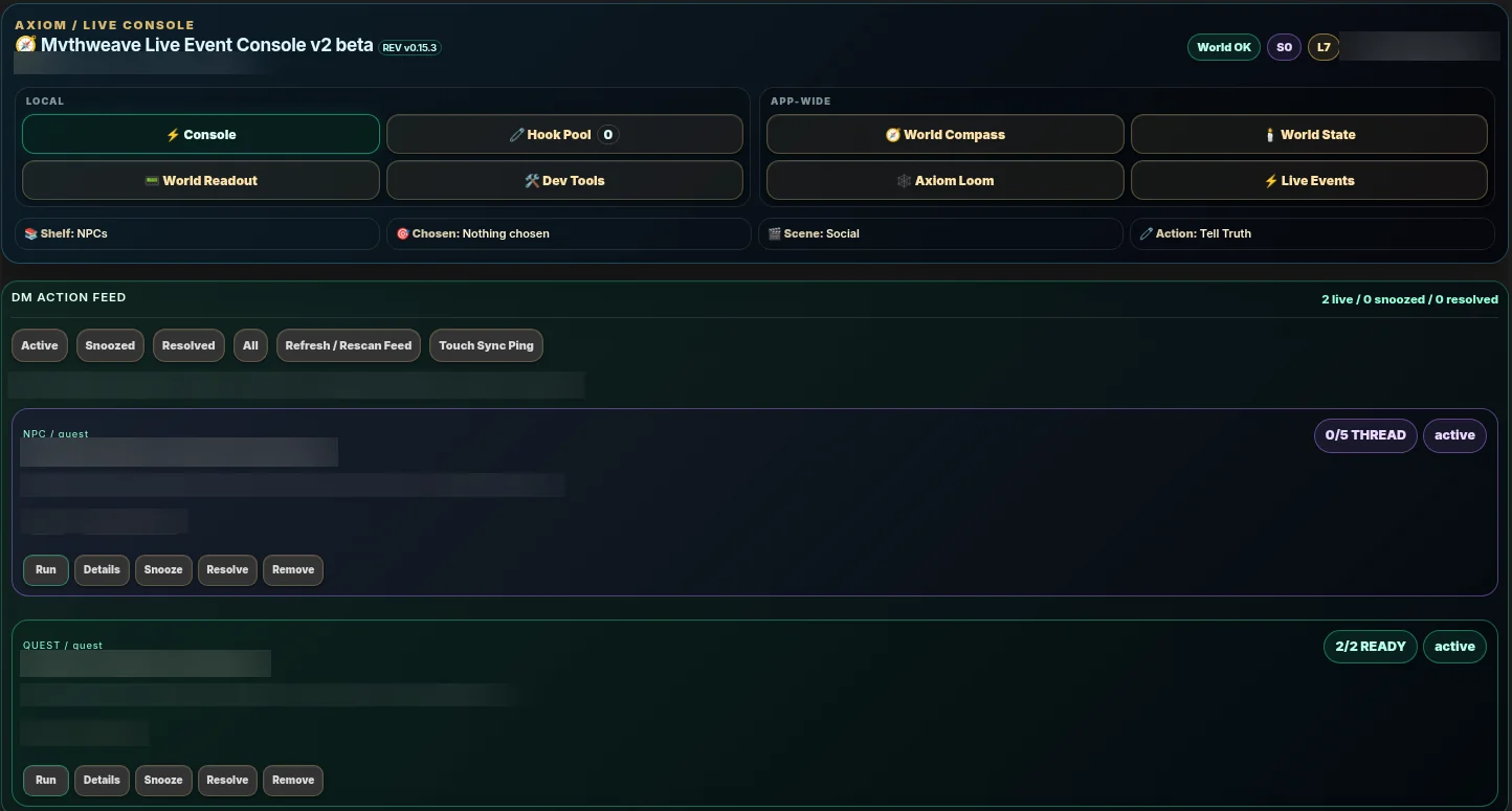 MythWeave console preview